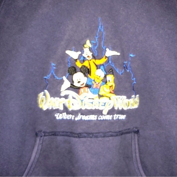 Walt Disney World Navy Blue Hoodie Goofy Mickey Pluto Donald Unisex Size L - Picture 3 of 9
